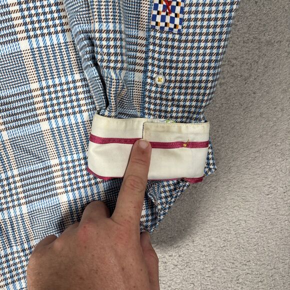 Robert Graham Shirt Men’s Size 2XL Houndstooth Plaid Flipcuff Mixed Media Luxury - Picture 11 of 16
